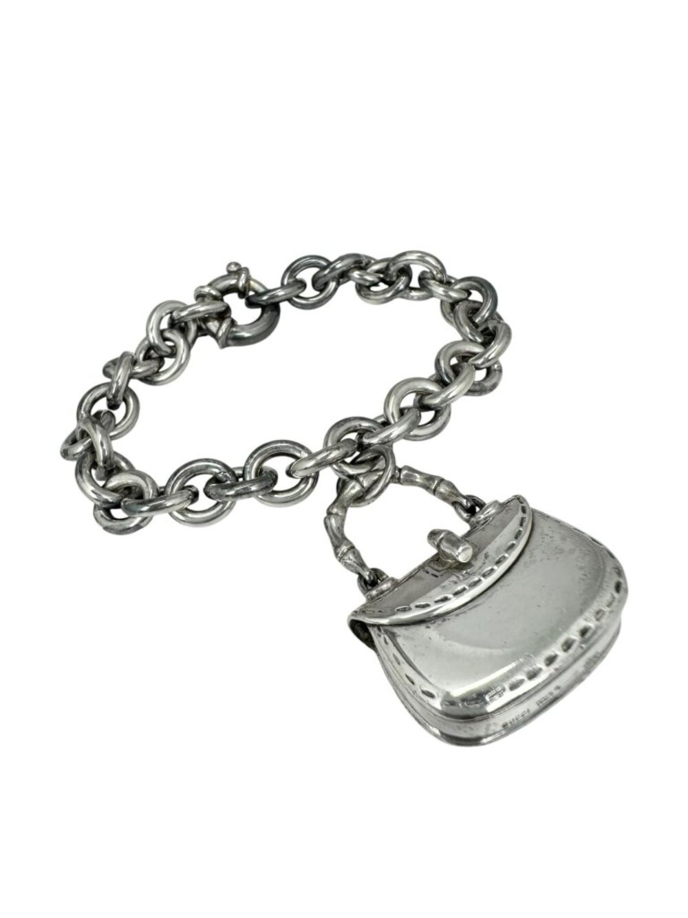 Gucci Bamboo Handle Bag Motif Chain Silver Bracelet